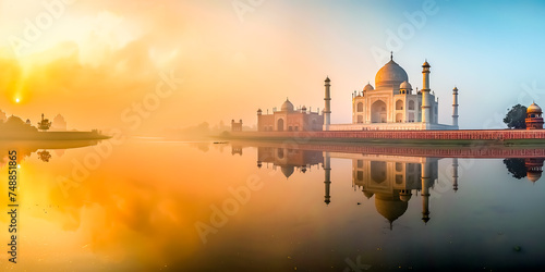 Beautiful Taj Mahal by the river