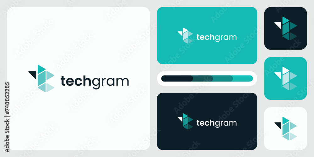 Letter T initial vector logo design modern technology abstract geometric triangle shape.