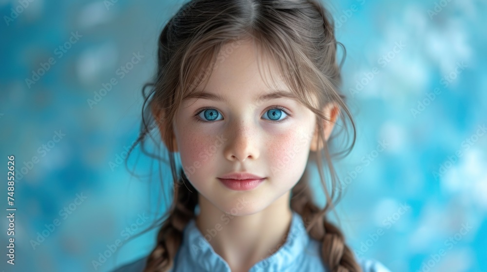 A Young Girl with Blue Eyes, The Innocence of a Little Girl, A Portrait of a Beautiful Child, A Precious Moment Captured in Time. A Young Girl with Blue Eyes, The Innocence of a Little Girl, A Portrait of a Beautiful Child, A Precious Moment Captured in Time.