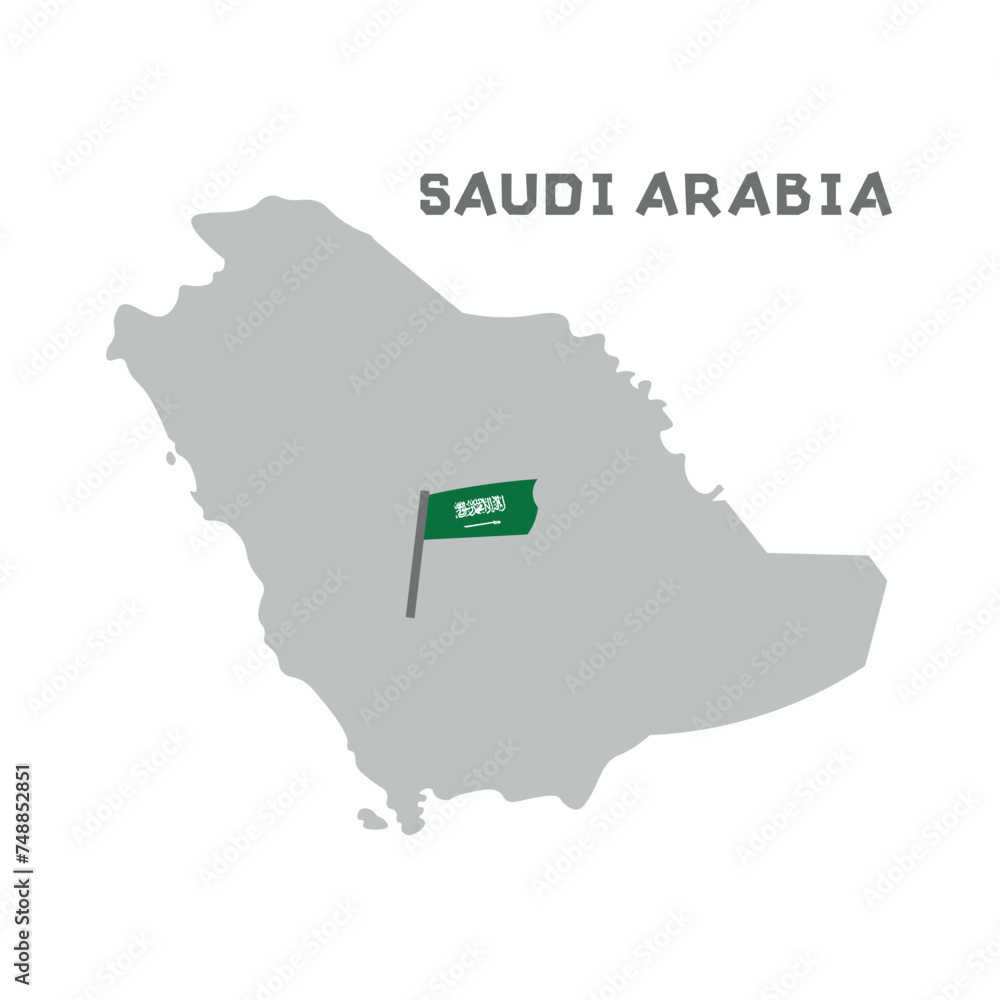 Saudi Arabia vector map with the flag inside. Map of the Saudi Arabia
