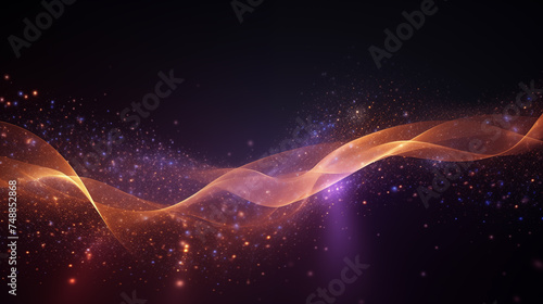 Abstract background banner, digital glowing waves and particles