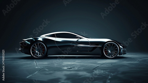 Sleek luxury car under studio lighting highlighting its metallic design in a high quality 3D render © Artinun