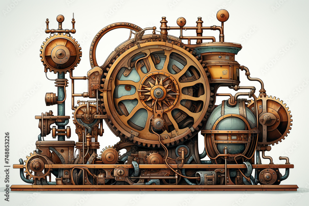 Fototapeta premium Steampunk Mechanical Part for Educational Poster