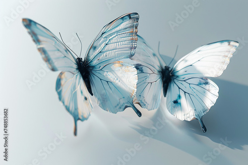 Floating on a zephyr, butterflies embody fleeting grace and elegance on a transparent background.  photo
