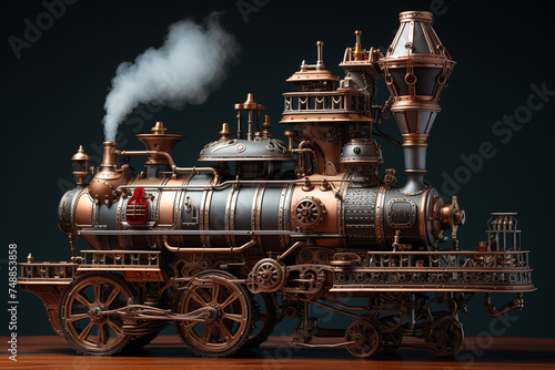 Steampunk Machine with Levers and Steam Exhaust
