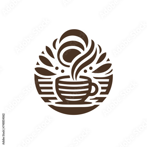 Flat logo coffee elements and coffee accessoris vector