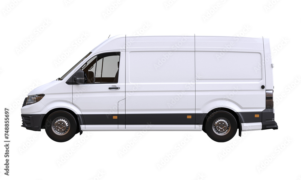 Modern white delivery van isolated on white