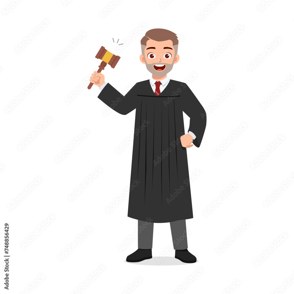 man wearing judge costume and holding gavel hammer man wearing judge costume and holding gavel hammer