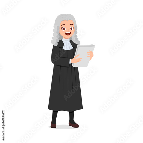woman wearing judge costume and holding document