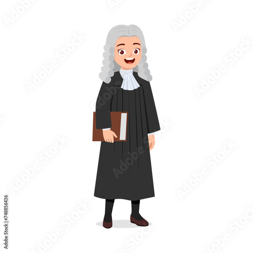 woman wearing judge costume and holding book