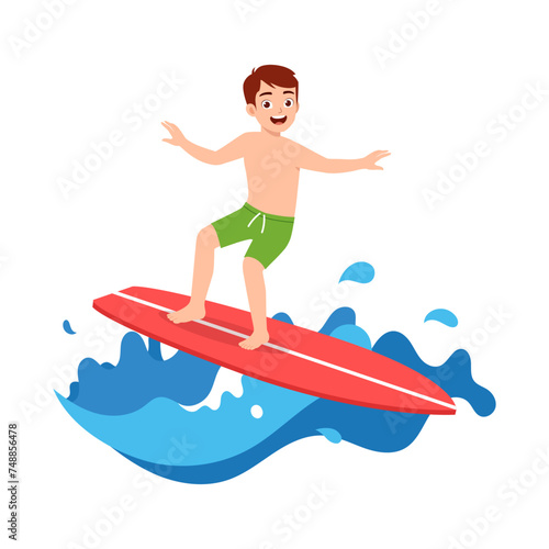 Photography young man do surfing on the ocean wave