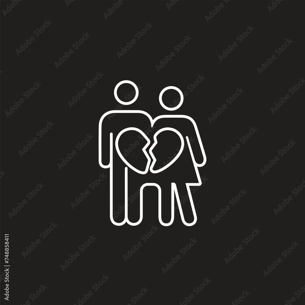 The couple break up, divorce icon isolated on Black background. The couple break up, divorce icon isolated on Black background.
