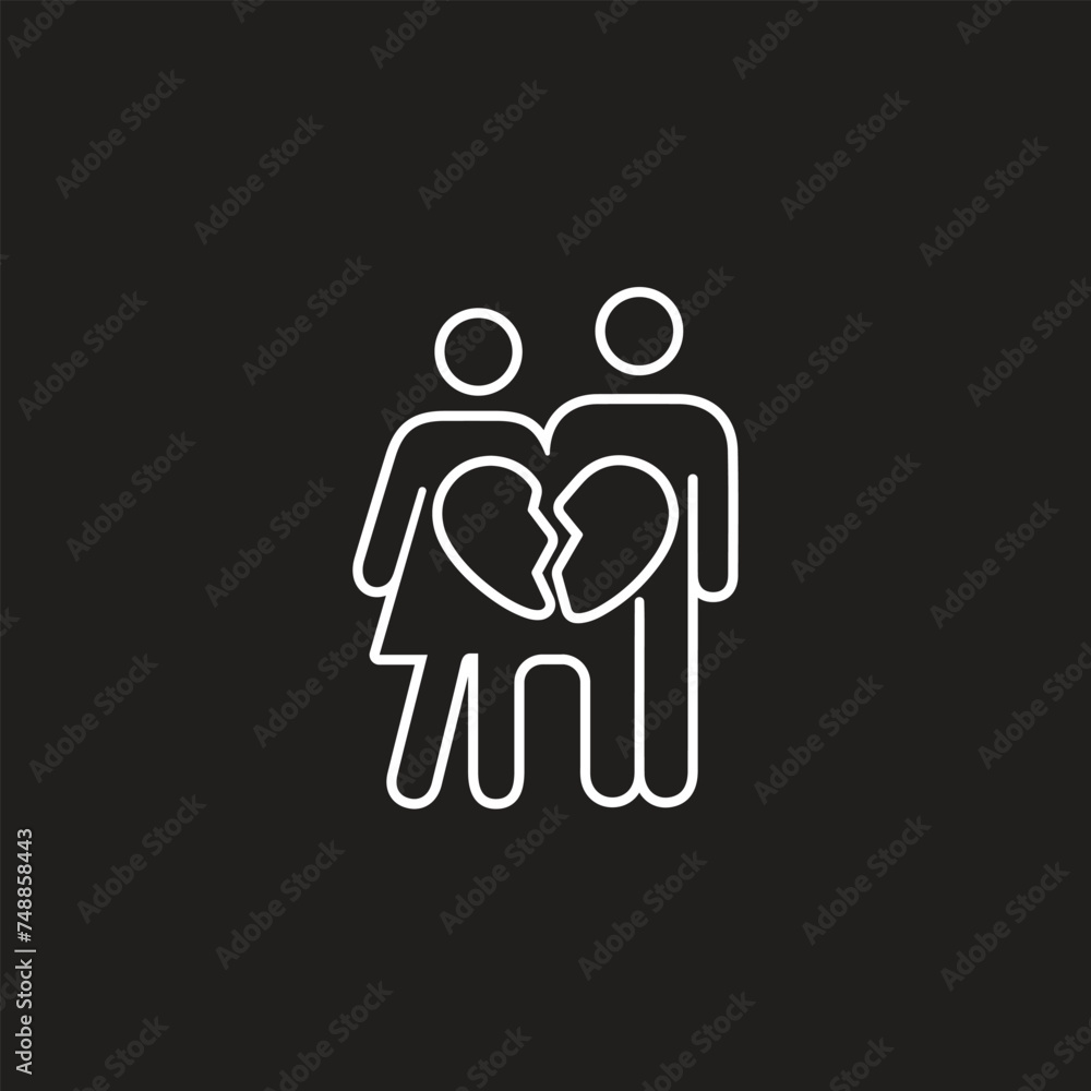 The couple break up, divorce icon isolated on Black background. The couple break up, divorce icon isolated on Black background.
