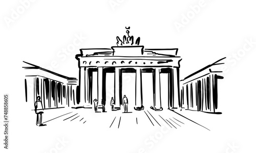 Drawing sketch illustration of Brandenburg Gate.