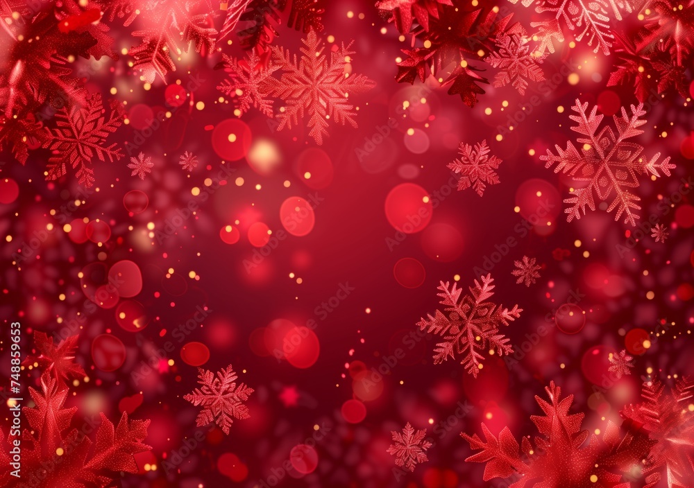 Christmas red snowflakes and bokeh background Christmas red snowflakes and bokeh background