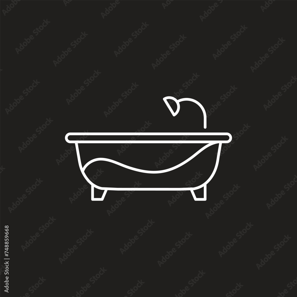 Bathtub icon, design element, editable stroke and solid glyph, flat, stylist, design template Bathtub icon, design element, editable stroke and solid glyph, flat, stylist, design template