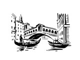 Rialto Bridge, Venice. Italy sketch