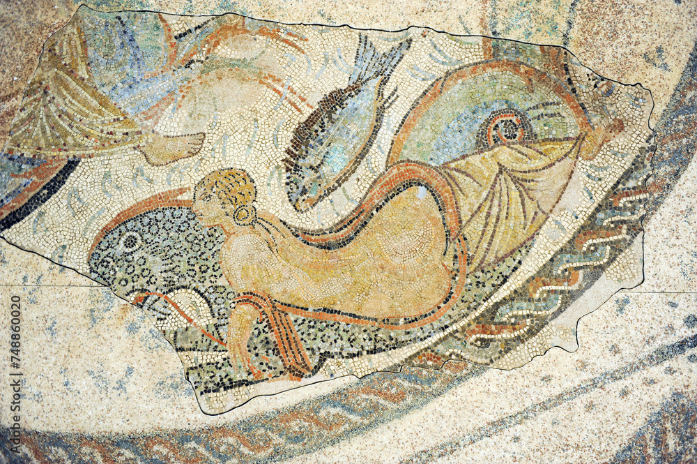 Mosaico de las Nereidas. Mosaicos romanos del Museo Histórico Municipal de Écija, provincia de Sevilla, Andalucía, España