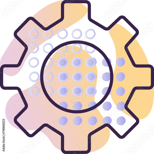 Gear mechanism, pinion sign, dark blue line vector icon with a gradient background