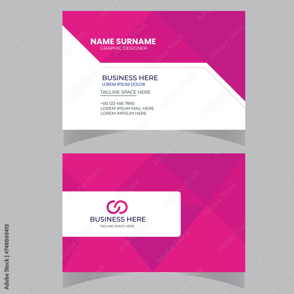 Double-sided creative business card template. Portrait and landscape orientation. Horizontal and vertical layout. Vector illustration