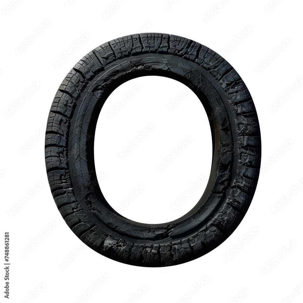 Black Tire Letter O Isolated on Transparent or White Background, PNG Black Tire Letter O Isolated on Transparent or White Background, PNG