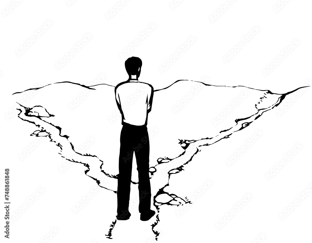 Man at the crossroads. Vector drawing Man at the crossroads. Vector drawing