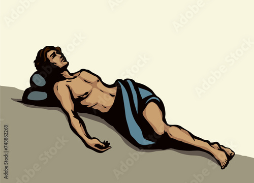 The parable of the good Samaritan. Vector drawing