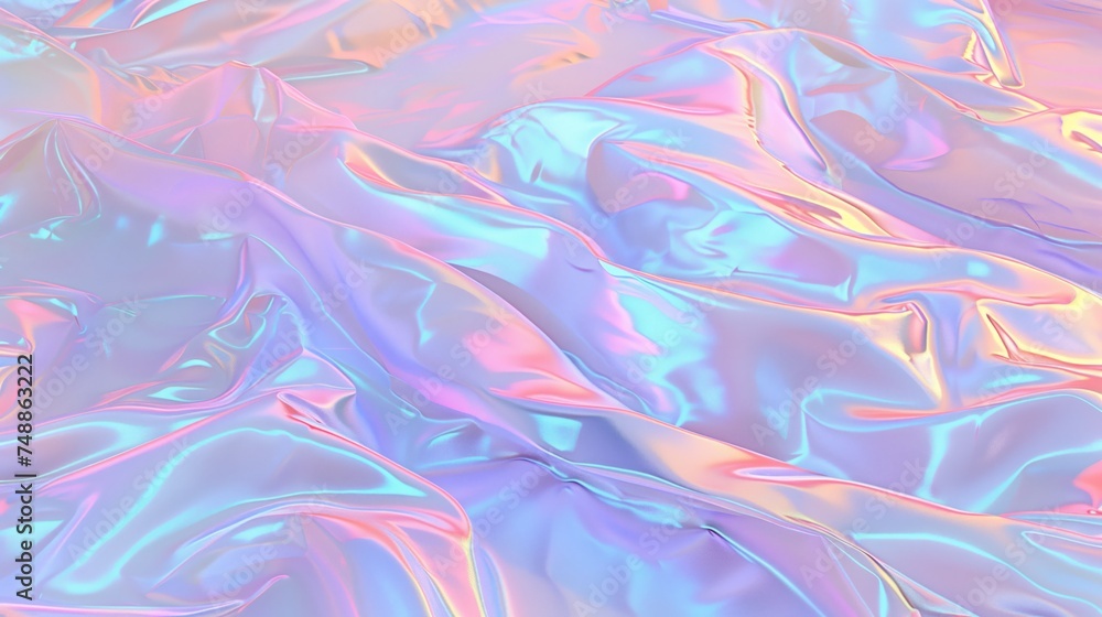 Tranquil ripples of a pastel holographic fabric landscape