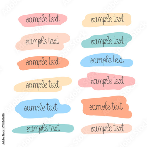 Marker Stroke Abstract Background Collection. Soft Colors Hand Drawn Frames Set. Artistic Brush Creative Liquid Shapes.