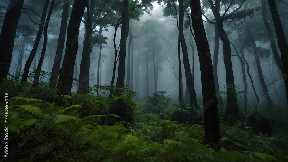 Naklejka premium A beautiful and mysterious medieval-style forest