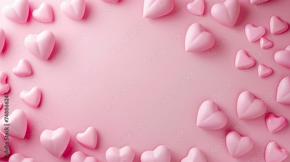 pink heart shape decoration background with blank copy space for text. Love, Wedding, Romantic and Happy Valentines day holiday concept 