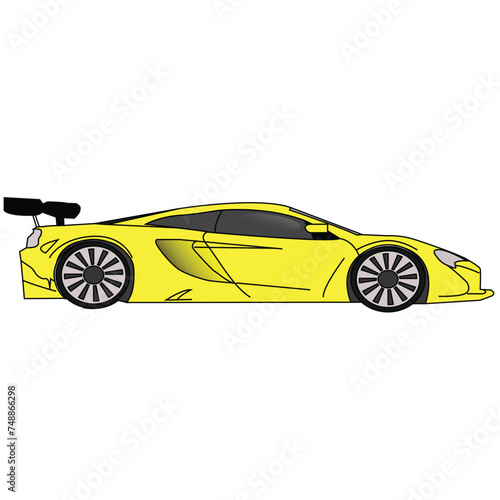 Yellow sports car with white background, highspeed sport car.