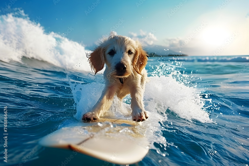dog literally surfing on sea waves dog literally surfing on sea waves