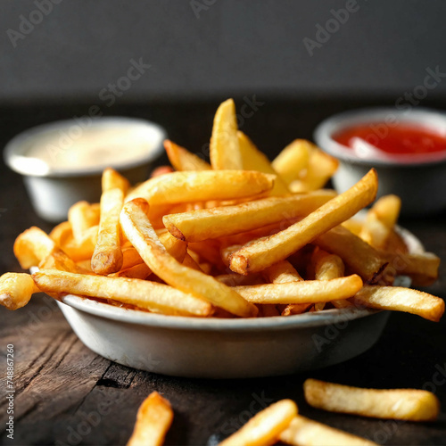 Leckere Pommes Frites azuf einem Teller photo