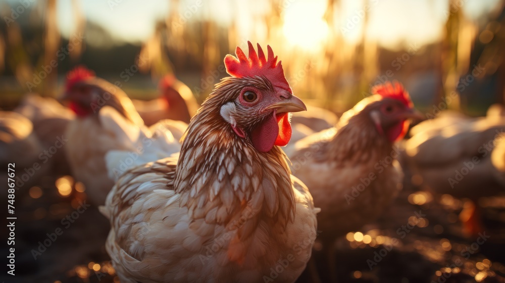 Fototapeta premium High-Quality Poultry Farm. Producing Premium Chicken and Eggs.