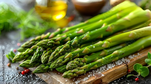 The Green Symphony: Asparagus on Cutting Board