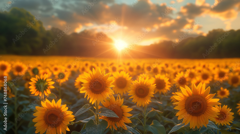 Obraz premium Spring, vast field full of colorful flowers in full bloom