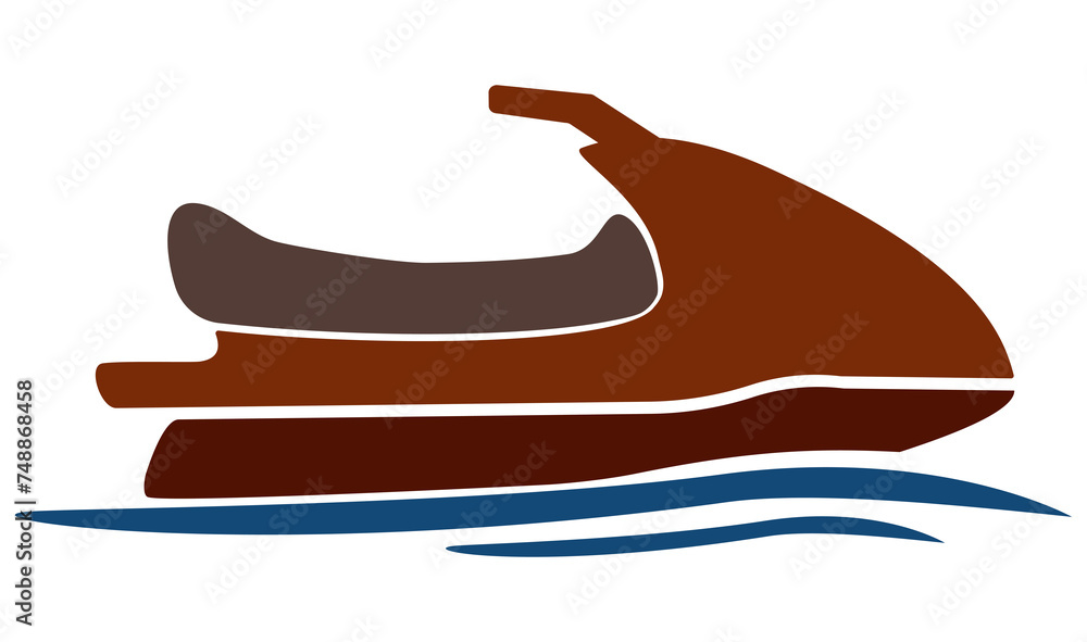 Jet boat symbol, color on white background Jet boat symbol, color on white background