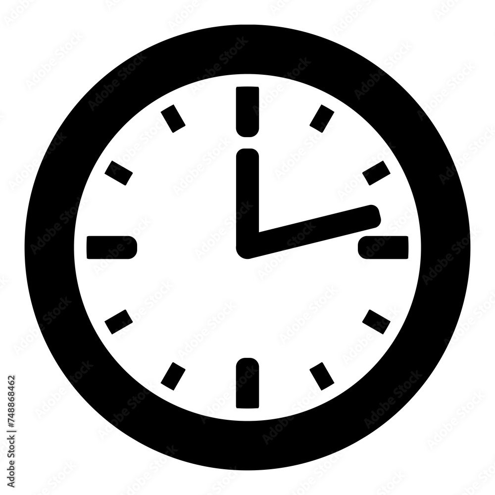 Clock Time icon, black on white background Clock Time icon, black on white background