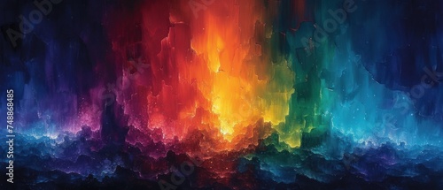 A Vibrant Rainbow in the Sky, The Colors of a Spectrum, A Unique Artistic Display, An Abstract Painting with Multiple Hues.