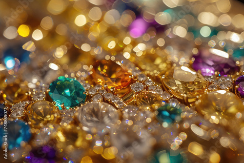 jewel diamonds, oriental gold jewelry, close-up