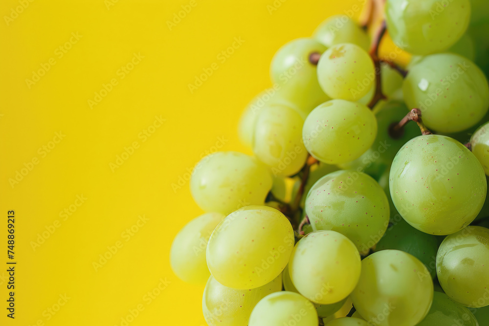green grapes on a yellow background