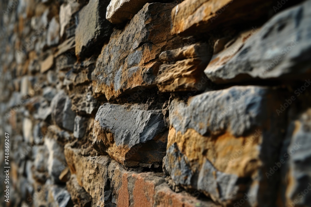 Artisan Crafted Aged Stone Wall Background with Texture and Pattern
