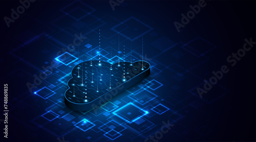Abstract cloud technology circuit board. Large data center concept. modern cloud storage technology innovation concept background
