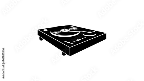 disk jockey turntable , black isolated silhouette