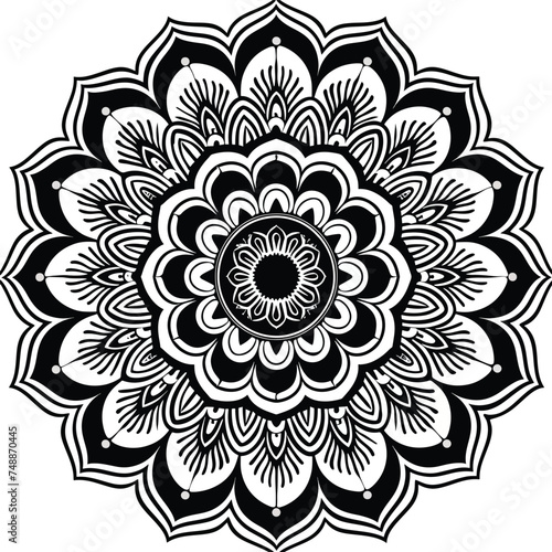 Vector Mandala pattern black white