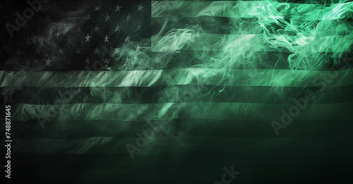 Flag of USA from the thick smoke