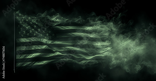 Flag of USA from the thick smoke photo