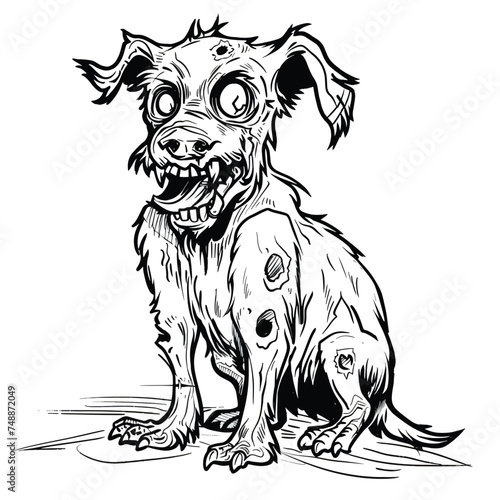 Zombie Dog Coloring Page for Kids