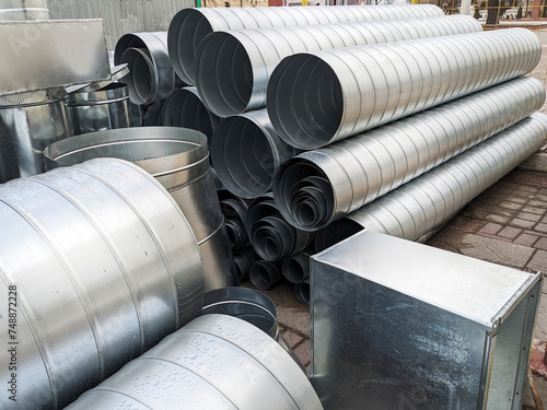 Stack of Aluminum Ribbed Ventilation Tubes